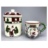 Santa Claus Holiday Cookie Jar and Mug