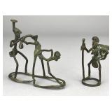 Two Ashanti Bronze Figural Sculptures, 4" & 5""