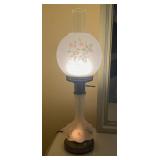 Vintage Frosted Glass Floral Hurricane Lamp