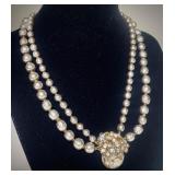 Miriam Haskell Double Pearl Gilt Brass Necklace