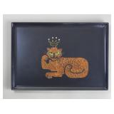 Couroc Midcentury Inlaid Crowned Cat Tray