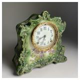 Ansonia Green Porcelain "Warden" Mantle Clock