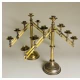 Pair Brass Adjustable 7 Light Candelabras