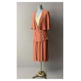 1930s Pink Crepe Two Piece Day Dress