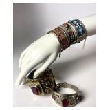 Five Vintage Moroccan Style Hinged Bracelets