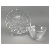 Frosted Glass Cherry Platter & Fruit Bowl