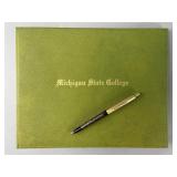 14k Gold Plate Arpege Pen & MSU Diploma Book