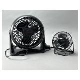 2 Black Electric Desktop Fans