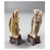 Two Chinese Carved Soapstone  4-3/4" Figures