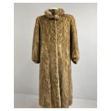 Womens Fur Coat in Mixed Blonde Mink Parquet