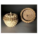 2 Native American Baskets Splint Curl Pine Needle