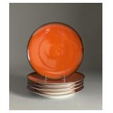 5 Midcentury Le Chambrelain Limoges Orange Plates