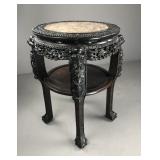 Antique Chinese Carved Center Table with Marble