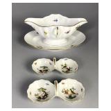 Herend Rothschild Bird Gravy Boat & Twin Salt Dips