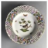 Herend Rothschild Bird 9" Porcelain Pierced Plate