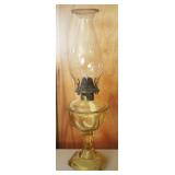 Vintage Yellow Oil Lamp, clear chimney