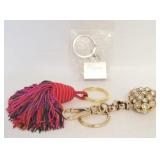 3 Key rings (tassel, purse, rhinestone heart)