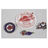 Red Hat Society pocket mirror & 3 pins