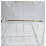 Vintage Painted Iron Bed, Brass Trim