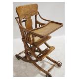 Vintage Oak Convertible Highchair