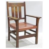 Vintage Mission Oak Arm Chair w/ Leather