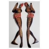 Pair Vintage 38" teak wall dancers