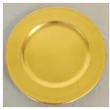 13" Round Gold Plastic Chargers, qty 8
