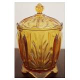 Amber Glass Jar w/ Lid - 8.5" tall