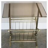 Glass-Top Table/Magazine Rack - 14" x 21" x 21"