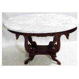 Oval Carved Marble Top Table