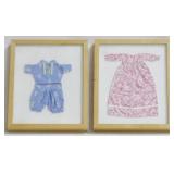 Pair Framed Baby Clothes 15x12