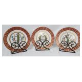 3 Home Interiors "JOY" Plates w/ stands - 8" Round