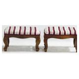 Pair Carved Footstools 10 x 16 x 10