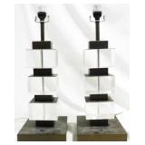 Pr Acrylic & Metal Lamps 22.5"