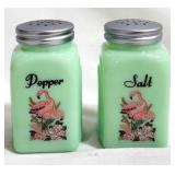 Jadeite S & P Shakers w/ Flamingos 4"