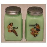 Jadeite "Pin Up Girls" Salt & Pepper Shakers