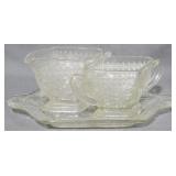 Sandwich Glass Creamer Sugar on Tray