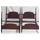 Matched Pair Mahogany Twin Poster Beds