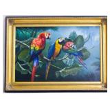 Large Gilded Frame w/ Parrots 33x45