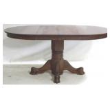 Claw Foot Pedestal Table, 2 Leaves