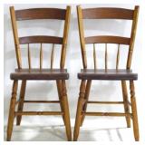 Pair Plank Bottom Vintage Chairs