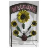 Wire Flower & Ladybug Welcome Sign - 30" x 18"