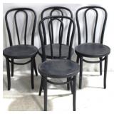 Set of 4 Bentwood Painted Black Chairs