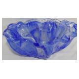 Blue Art Glass Bowl 6x14