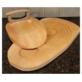 2 Wooden Cutting Boards w/ slicer