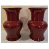 Matching Pair Oxblood 15.5" Vases