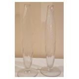 Pair Crystal Vases 13.5"