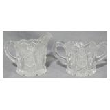 Pressed Glass Creamer and Sugar