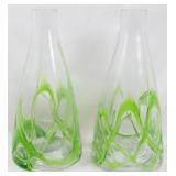 Pr Art Glass Vases 14"