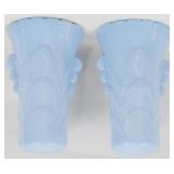 Pr Blue Delphite Vases 5.5"